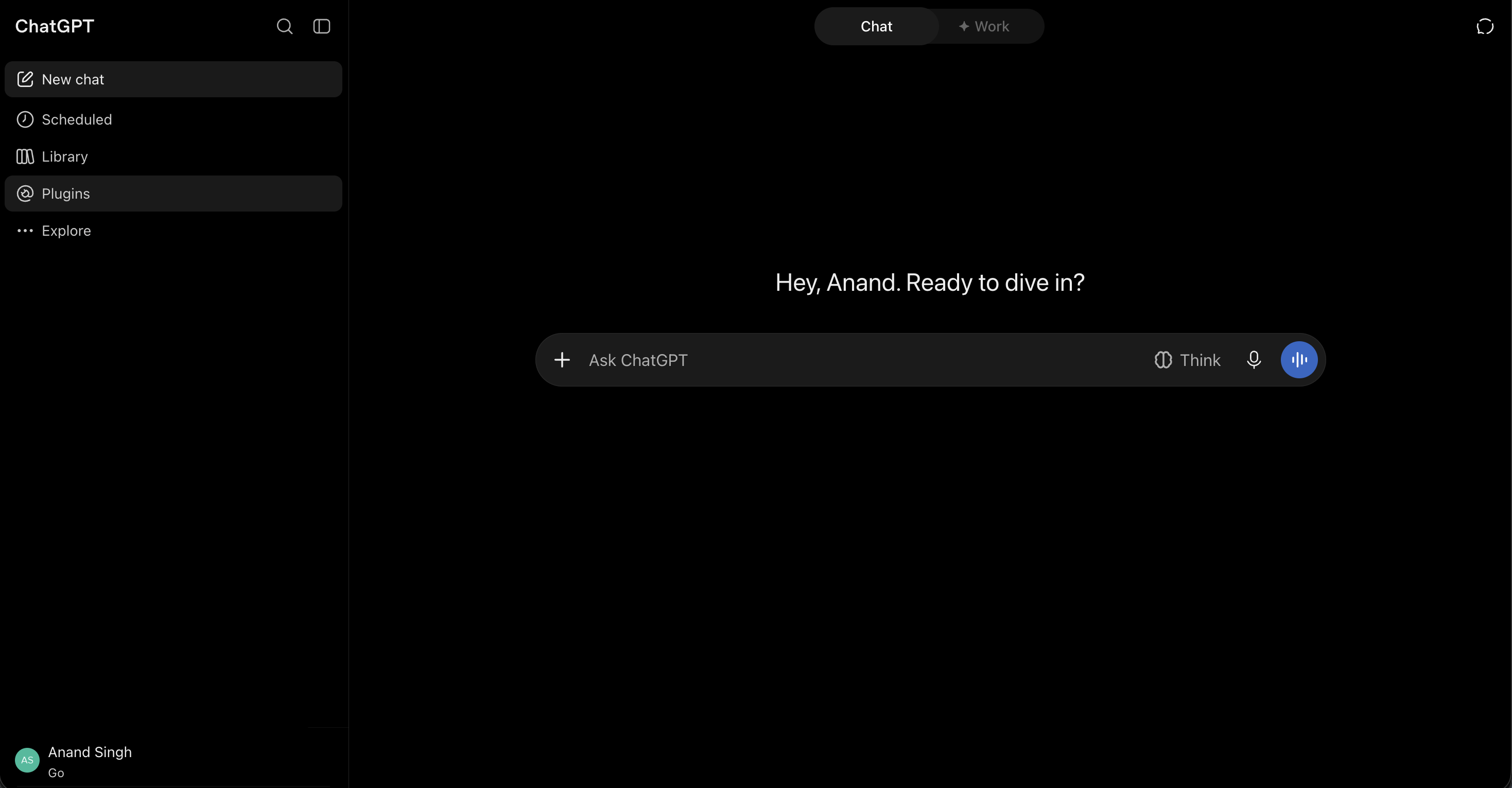ChatGPT home screen
